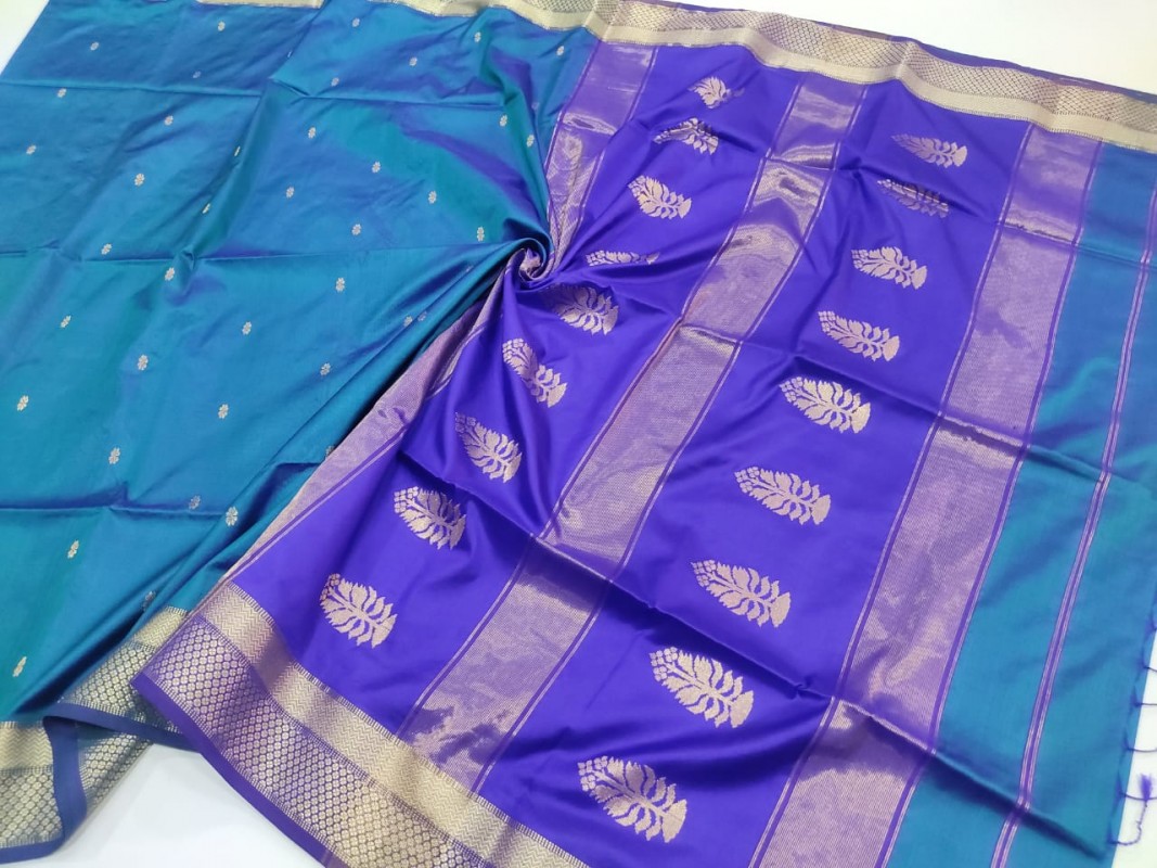 Maheshwari Rama Green Pure Silk Saree