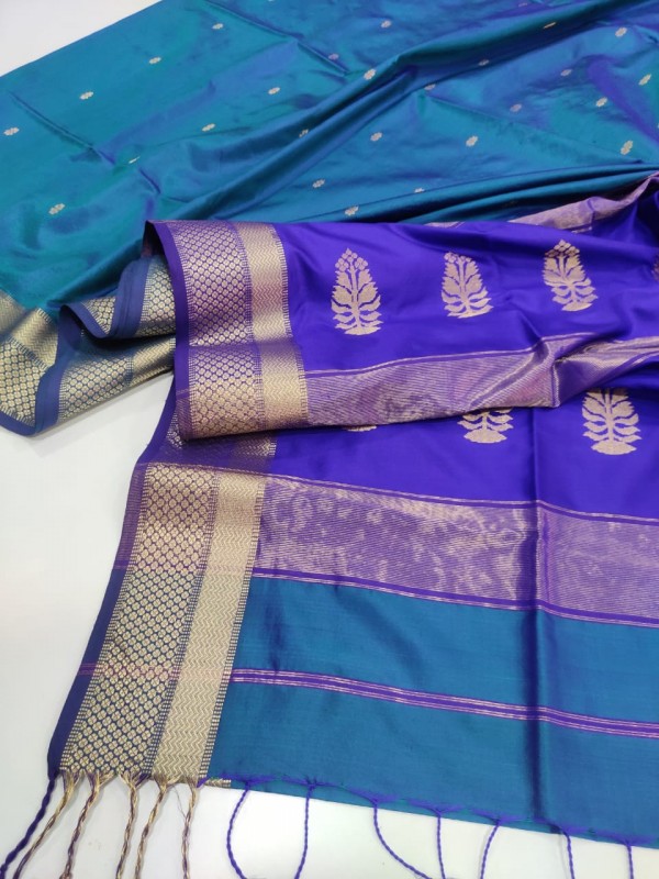 Maheshwari Rama Green Pure Silk Saree