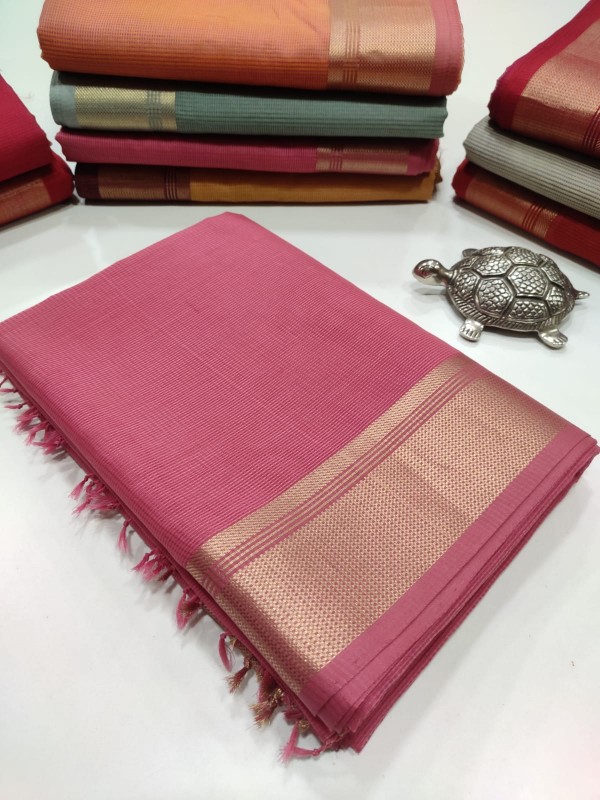 Maheshwari Fuchsia Self Checkered Body Sarees
