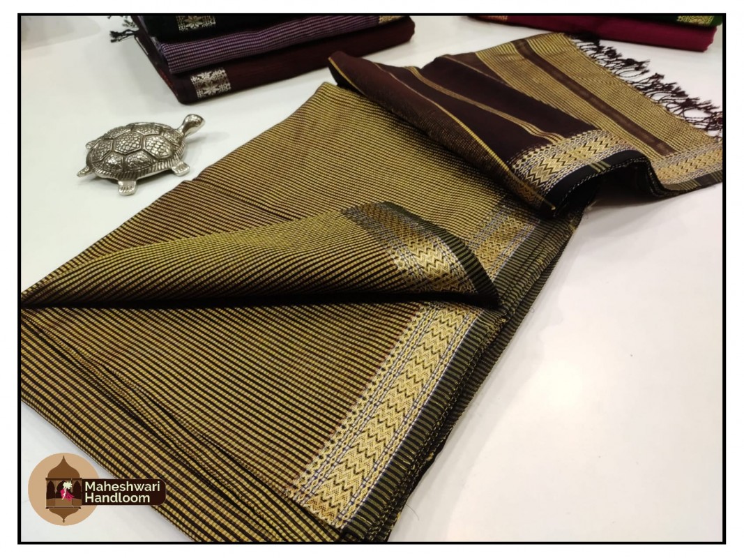 Maheshwari Mehandi Green Garbh Reshmi Silk Sarees with 75% Mulberry Silk           